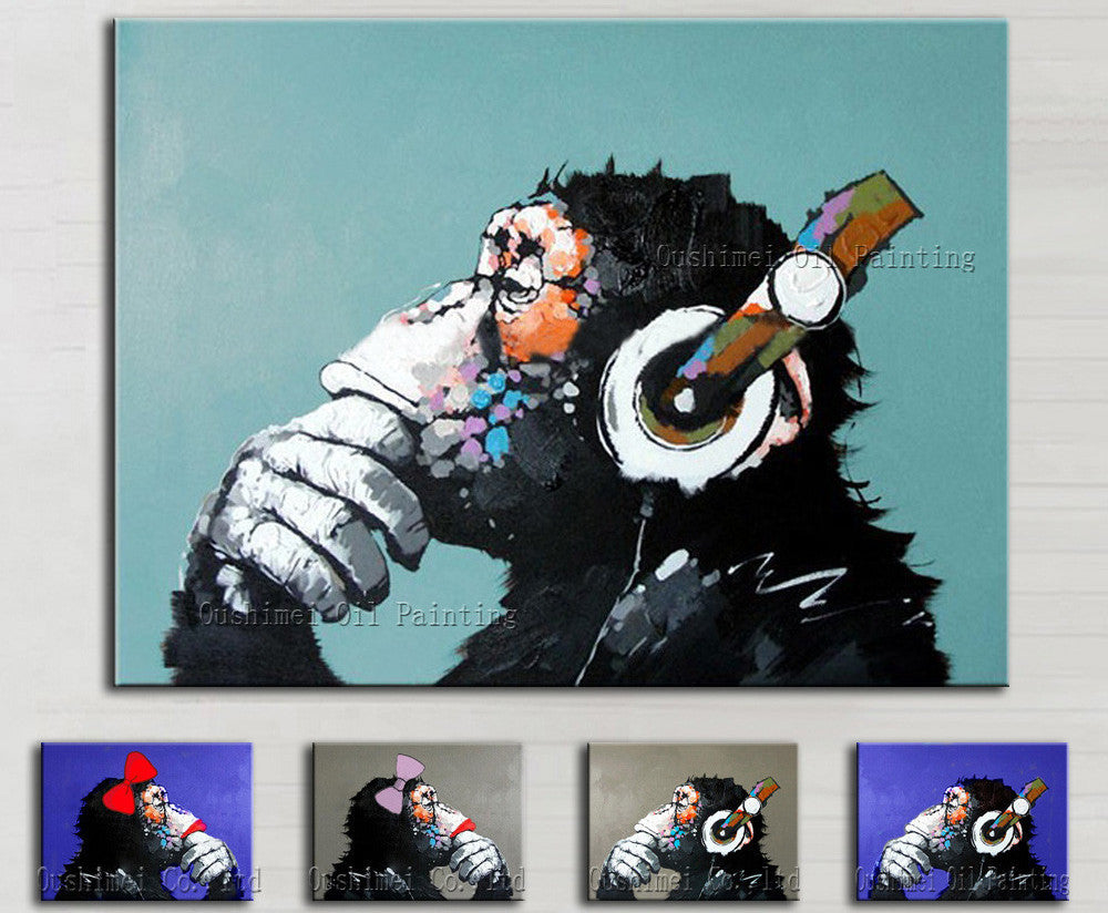 Decorative Art Handmade Monkey Oil Painting On Canvas Living Room Home Decor Wall Paintings Thinking Orangutan Animal Pictures unframed-Dollar Bargains Online Shopping Australia
