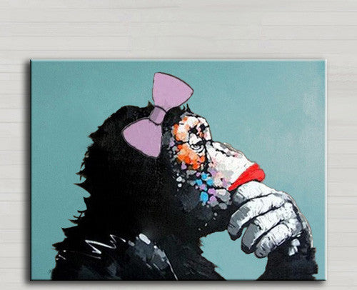 Decorative Art Handmade Monkey Oil Painting On Canvas Living Room Home Decor Wall Paintings Thinking Orangutan Animal Pictures unframed-Dollar Bargains Online Shopping Australia