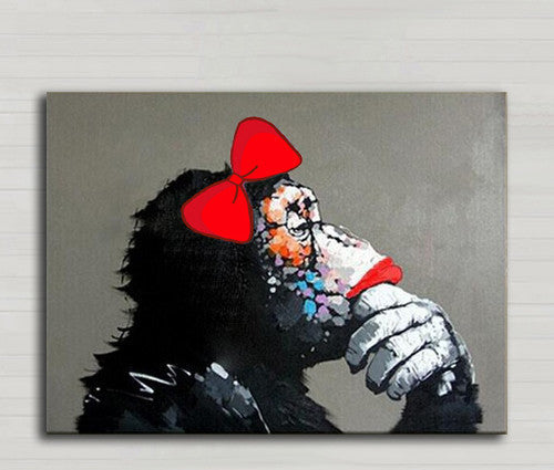 Decorative Art Handmade Monkey Oil Painting On Canvas Living Room Home Decor Wall Paintings Thinking Orangutan Animal Pictures unframed-Dollar Bargains Online Shopping Australia