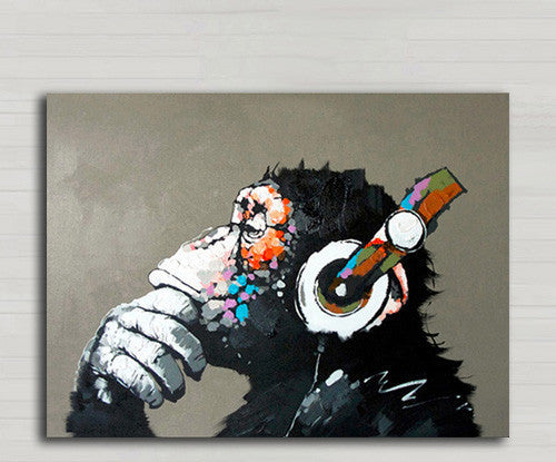 Decorative Art Handmade Monkey Oil Painting On Canvas Living Room Home Decor Wall Paintings Thinking Orangutan Animal Pictures unframed-Dollar Bargains Online Shopping Australia