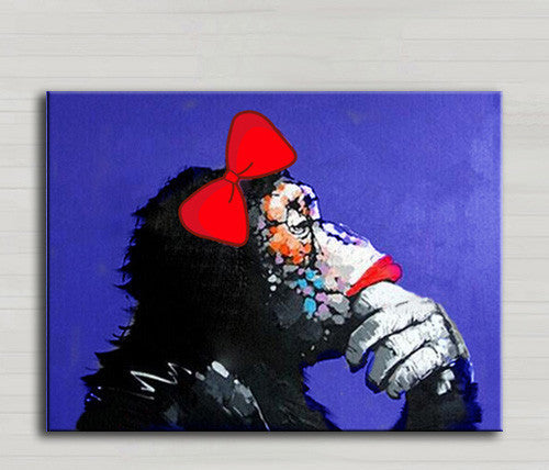 Decorative Art Handmade Monkey Oil Painting On Canvas Living Room Home Decor Wall Paintings Thinking Orangutan Animal Pictures unframed-Dollar Bargains Online Shopping Australia