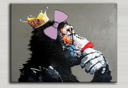 Decorative Art Handmade Monkey Oil Painting On Canvas Living Room Home Decor Wall Paintings Thinking Orangutan Animal Pictures unframed-Dollar Bargains Online Shopping Australia