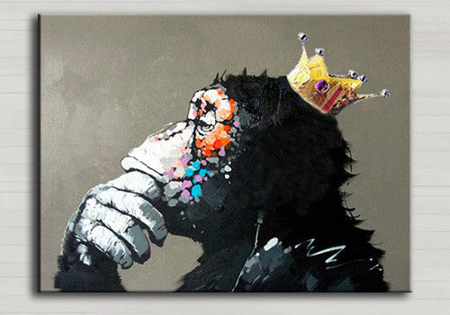 Decorative Art Handmade Monkey Oil Painting On Canvas Living Room Home Decor Wall Paintings Thinking Orangutan Animal Pictures unframed-Dollar Bargains Online Shopping Australia