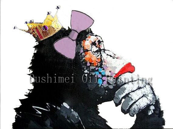 Decorative Art Handmade Monkey Oil Painting On Canvas Living Room Home Decor Wall Paintings Thinking Orangutan Animal Pictures unframed-Dollar Bargains Online Shopping Australia