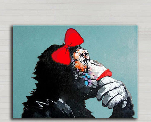 Decorative Art Handmade Monkey Oil Painting On Canvas Living Room Home Decor Wall Paintings Thinking Orangutan Animal Pictures unframed-Dollar Bargains Online Shopping Australia