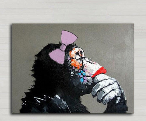 Decorative Art Handmade Monkey Oil Painting On Canvas Living Room Home Decor Wall Paintings Thinking Orangutan Animal Pictures unframed-Dollar Bargains Online Shopping Australia