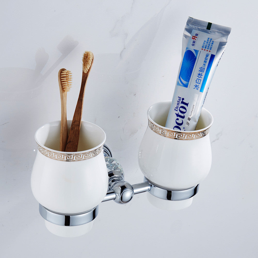 Luxury Crystal Silver Bathroom Accessories Set Chrome Polished Brass Bath Hardware Set Wall Mounted Bathroom Products TS1102-Dollar Bargains Online Shopping Australia