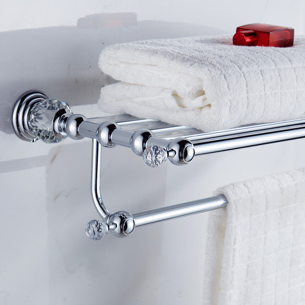 Luxury Crystal Silver Bathroom Accessories Set Chrome Polished Brass Bath Hardware Set Wall Mounted Bathroom Products TS1102-Dollar Bargains Online Shopping Australia