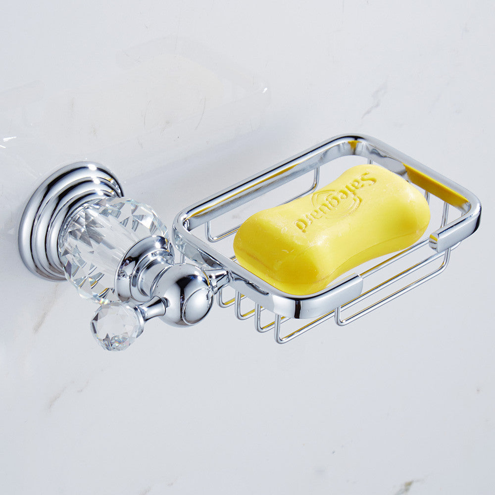 Luxury Crystal Silver Bathroom Accessories Set Chrome Polished Brass Bath Hardware Set Wall Mounted Bathroom Products TS1102-Dollar Bargains Online Shopping Australia