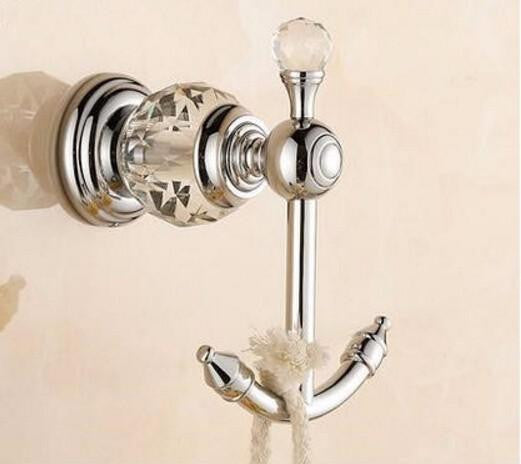 Luxury Crystal Silver Bathroom Accessories Set Chrome Polished Brass Bath Hardware Set Wall Mounted Bathroom Products TS1102-Dollar Bargains Online Shopping Australia