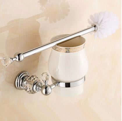 Luxury Crystal Silver Bathroom Accessories Set Chrome Polished Brass Bath Hardware Set Wall Mounted Bathroom Products TS1102-Dollar Bargains Online Shopping Australia