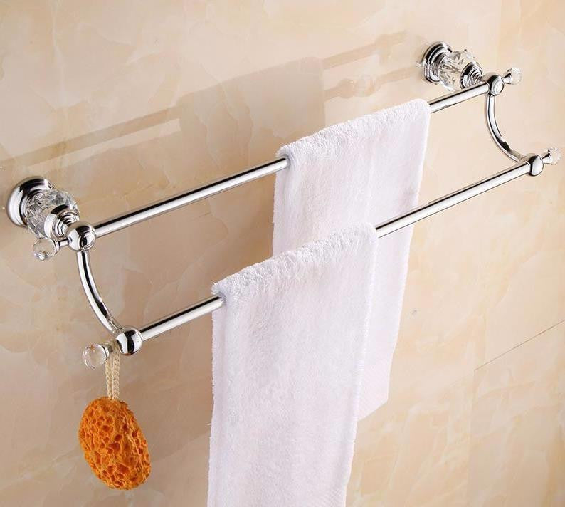 Luxury Crystal Silver Bathroom Accessories Set Chrome Polished Brass Bath Hardware Set Wall Mounted Bathroom Products TS1102-Dollar Bargains Online Shopping Australia