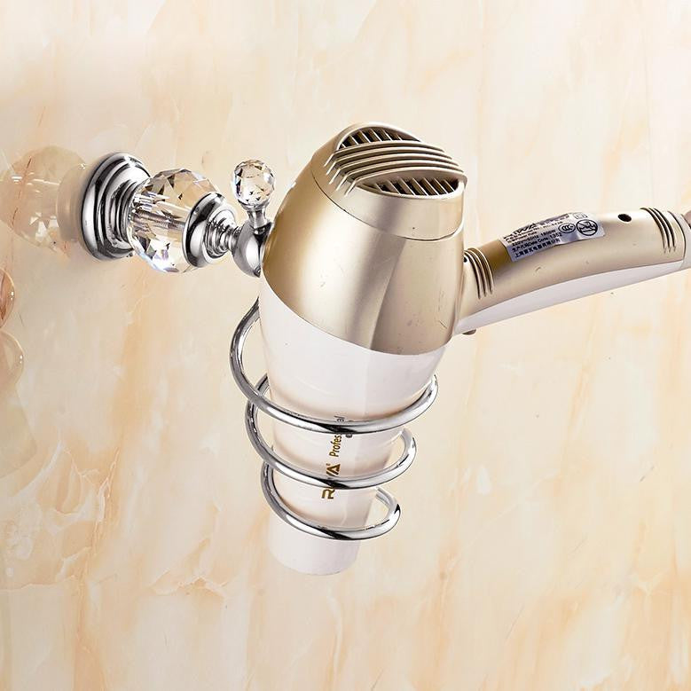 Luxury Crystal Silver Bathroom Accessories Set Chrome Polished Brass Bath Hardware Set Wall Mounted Bathroom Products TS1102-Dollar Bargains Online Shopping Australia