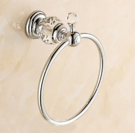 Luxury Crystal Silver Bathroom Accessories Set Chrome Polished Brass Bath Hardware Set Wall Mounted Bathroom Products TS1102-Dollar Bargains Online Shopping Australia