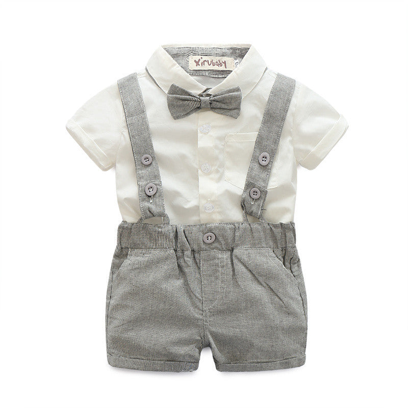 summer style baby boy clothing set newborn infant clothing 2pcs short sleeve t-shirt + suspender gentleman suit - CelebritystyleFashion.com.au online clothing shop australia