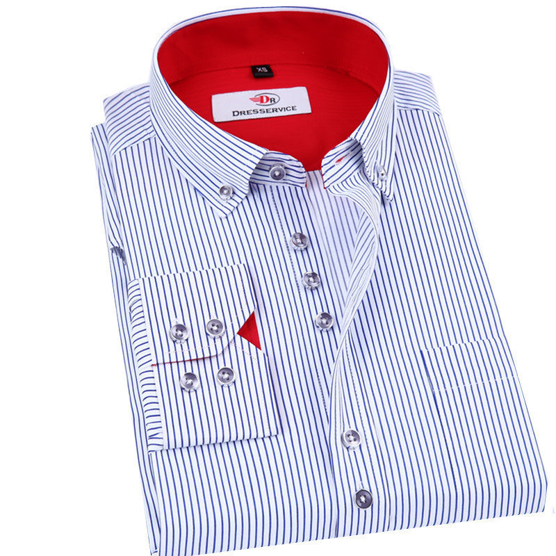 Men's Striped Long-sleeved Shirt Large Size High-end Business Casual Shirt Clothing Brand Dress Male - CelebritystyleFashion.com.au online clothing shop australia