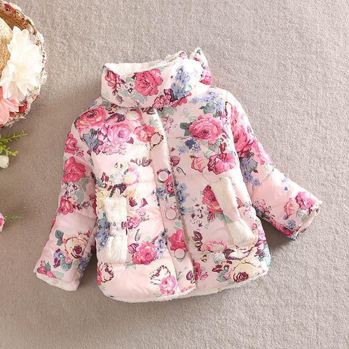 Girls Coat Warm Baby Winter Long Sleeve Flower Jacket Children Cotton-Padded Clothes Kids Christmas Outwear a-079-Dollar Bargains Online Shopping Australia