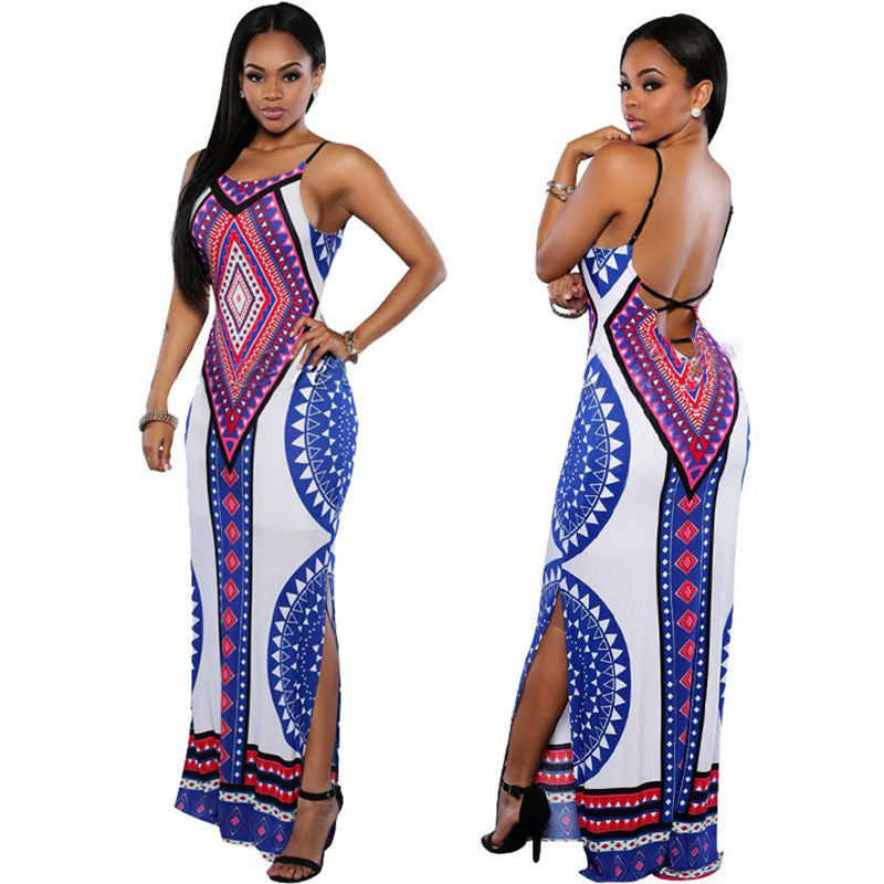 Women Summer Maxi Dress Bodycon Party Dresses Plus Size Vestidos Sexy Sundress Backless Bandage Dashiki Boho Long Dress - CelebritystyleFashion.com.au online clothing shop australia