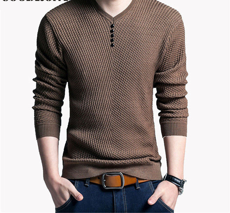 Solid Color Pullover Men V Neck Sweater Men Long Sleeve Shirt Mens Sweaters Wool Casual Dress Brand Cashmere Knitwear Pull Homme - CelebritystyleFashion.com.au online clothing shop australia