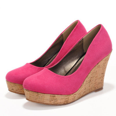 Classics Brand Genuine Leather Suede Wedges High Heels Platform Round Toe Pumps Women's Shoes - CelebritystyleFashion.com.au online clothing shop australia