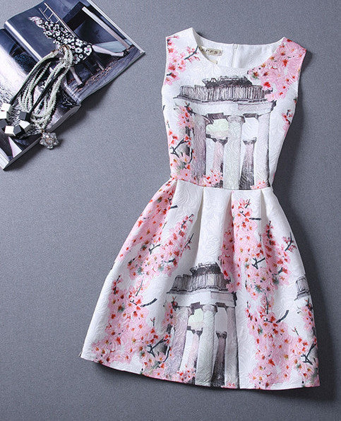 Casual Print Dress Women Fashion Printing Sleeveless Vest Dress Vestidos Vintage Woman tutu Svestido Party Dresses - CelebritystyleFashion.com.au online clothing shop australia