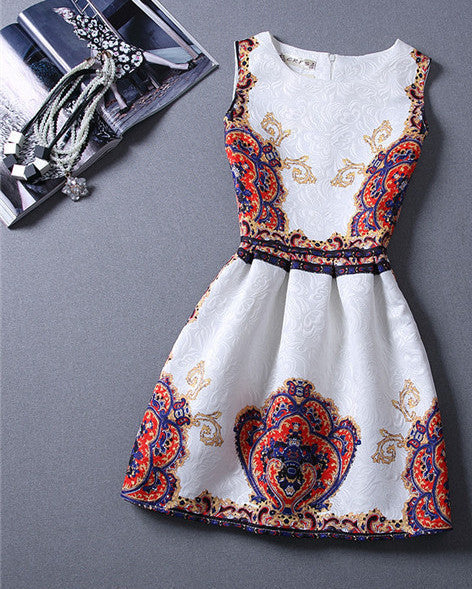 Casual Print Dress Women Fashion Printing Sleeveless Vest Dress Vestidos Vintage Woman tutu Svestido Party Dresses - CelebritystyleFashion.com.au online clothing shop australia