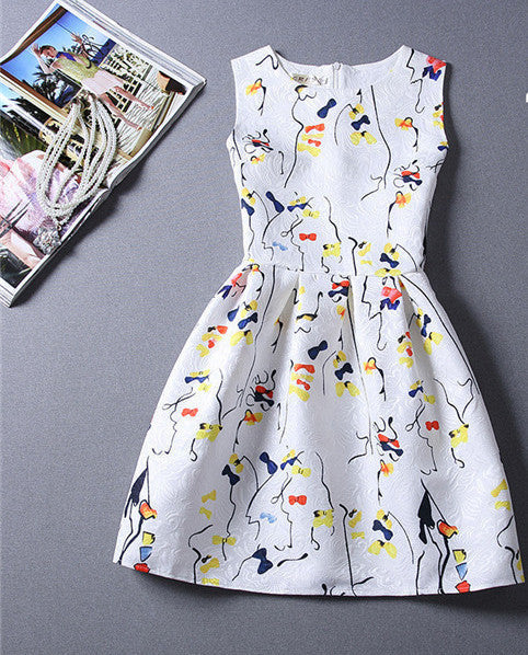 Casual Print Dress Women Fashion Printing Sleeveless Vest Dress Vestidos Vintage Woman tutu Svestido Party Dresses - CelebritystyleFashion.com.au online clothing shop australia