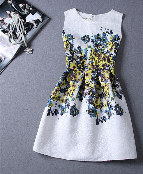 Casual Print Dress Women Fashion Printing Sleeveless Vest Dress Vestidos Vintage Woman tutu Svestido Party Dresses - CelebritystyleFashion.com.au online clothing shop australia