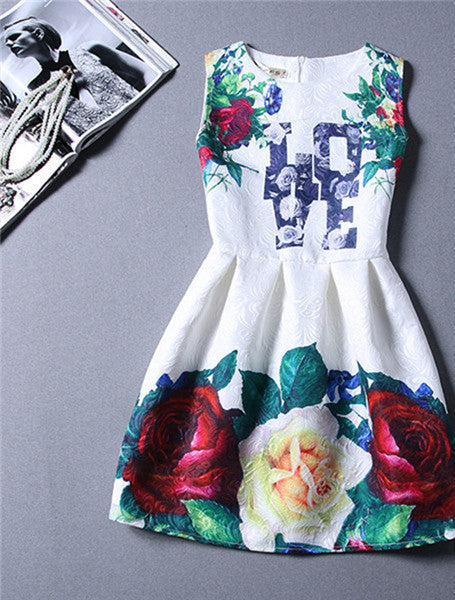 Casual Print Dress Women Fashion Printing Sleeveless Vest Dress Vestidos Vintage Woman tutu Svestido Party Dresses - CelebritystyleFashion.com.au online clothing shop australia