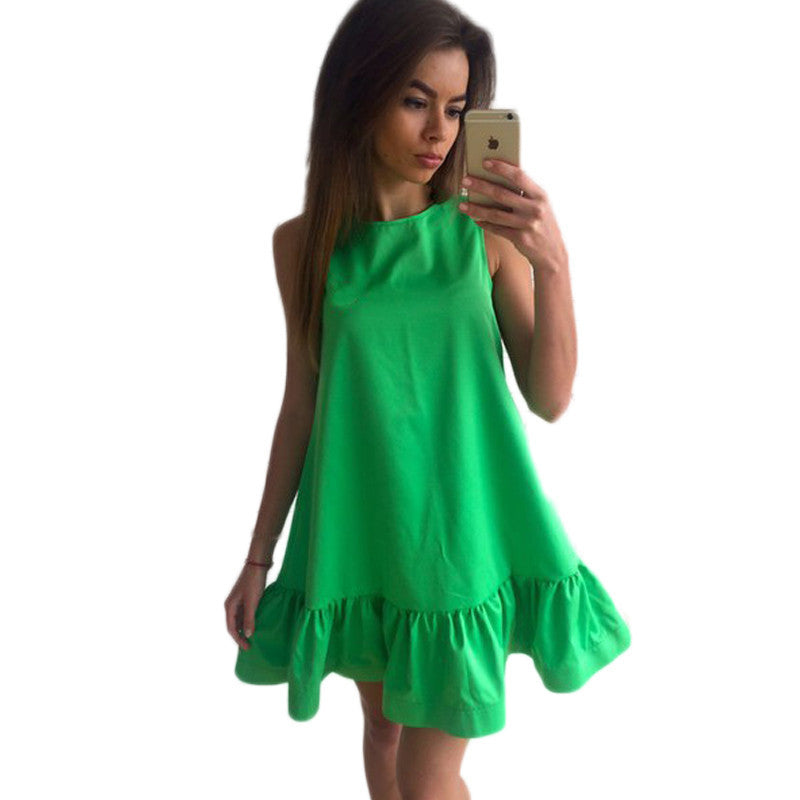 Sexy Ruffles Women Dress Summer Sleeveless Casual A Line Bodycon Dresses Party Cocktail Short Mini Tube Beach Dress - CelebritystyleFashion.com.au online clothing shop australia