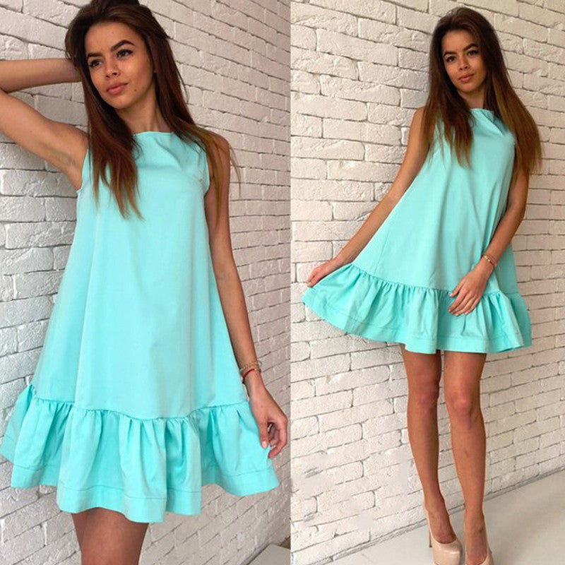 Sexy Ruffles Women Dress Summer Sleeveless Casual A Line Bodycon Dresses Party Cocktail Short Mini Tube Beach Dress - CelebritystyleFashion.com.au online clothing shop australia