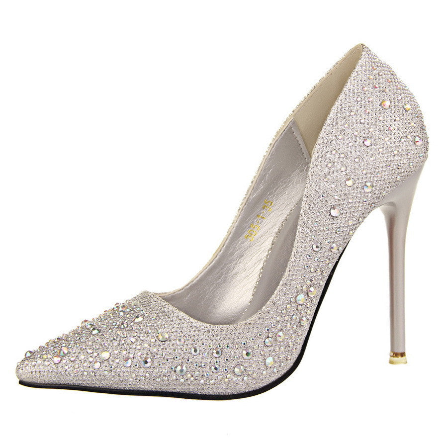 Sexy Women Silver Rhinestone Wedding Shoes Platform Pumps Red Bottom High Heels Crystal Shoes Gold Black Pink - CelebritystyleFashion.com.au online clothing shop australia