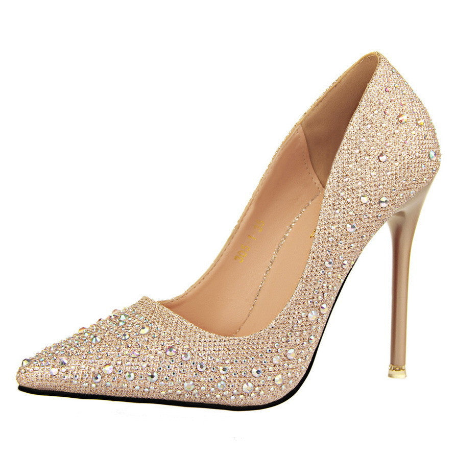 Sexy Women Silver Rhinestone Wedding Shoes Platform Pumps Red Bottom High Heels Crystal Shoes Gold Black Pink - CelebritystyleFashion.com.au online clothing shop australia
