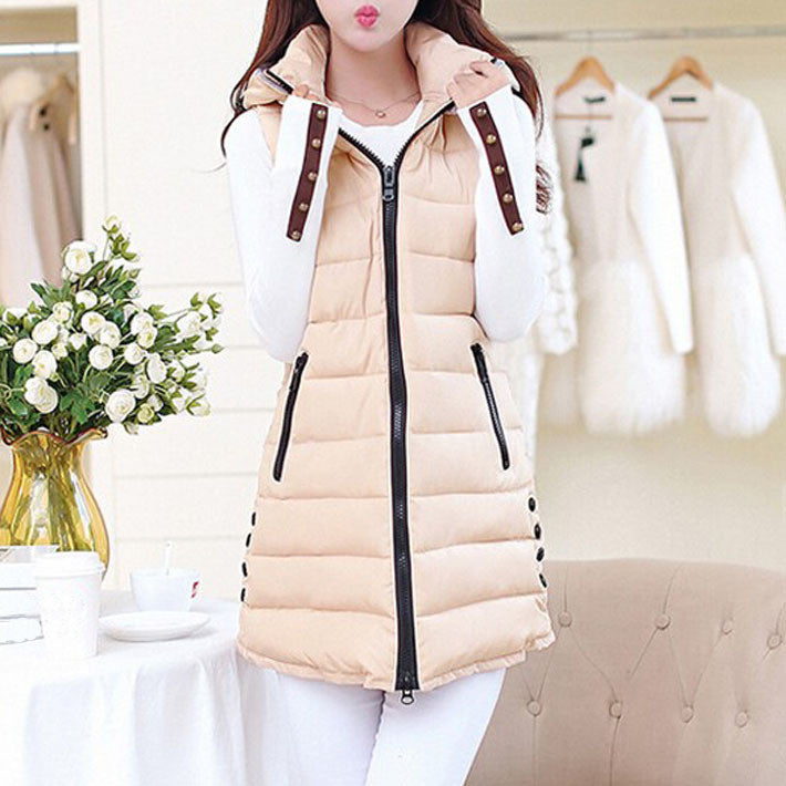 Winter Hooded Vest Women New Fashion Waistcoat Plus Size Pockets Zipper Slim Long Style Candy Colors Vests WWV191 - CelebritystyleFashion.com.au online clothing shop australia