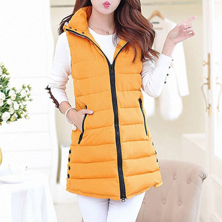 Winter Hooded Vest Women New Fashion Waistcoat Plus Size Pockets Zipper Slim Long Style Candy Colors Vests WWV191 - CelebritystyleFashion.com.au online clothing shop australia