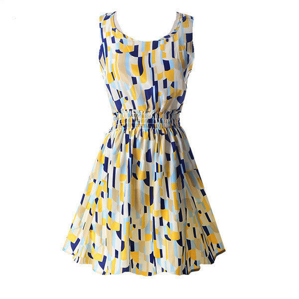 New Summer Women Tank Chiffon Beach Dress Sleeveless Sundress Floral Mini Dresses M L XL XXL 21 Colors - CelebritystyleFashion.com.au online clothing shop australia