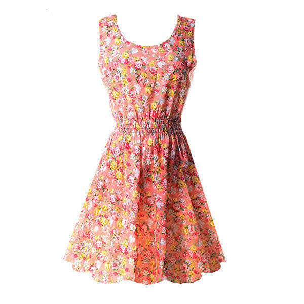 New Summer Women Tank Chiffon Beach Dress Sleeveless Sundress Floral Mini Dresses M L XL XXL 21 Colors - CelebritystyleFashion.com.au online clothing shop australia