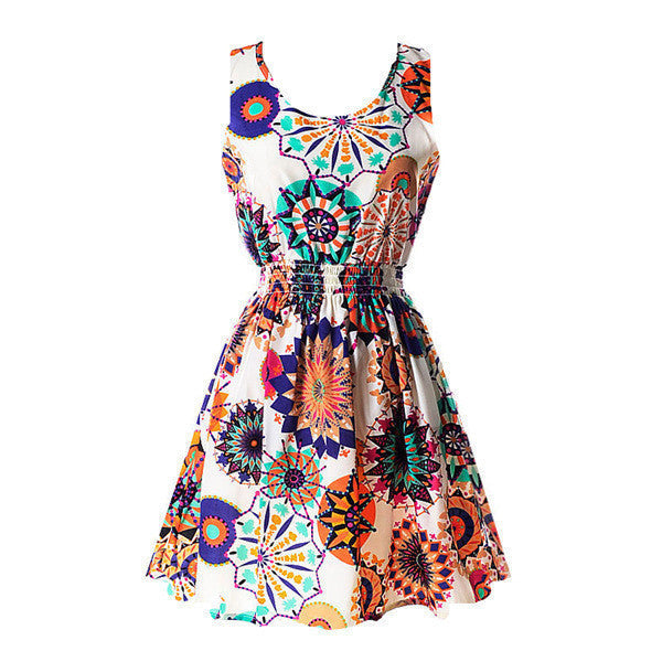 New Summer Women Tank Chiffon Beach Dress Sleeveless Sundress Floral Mini Dresses M L XL XXL 21 Colors - CelebritystyleFashion.com.au online clothing shop australia