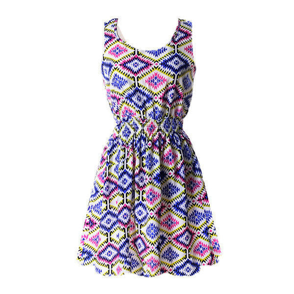 New Summer Women Tank Chiffon Beach Dress Sleeveless Sundress Floral Mini Dresses M L XL XXL 21 Colors - CelebritystyleFashion.com.au online clothing shop australia