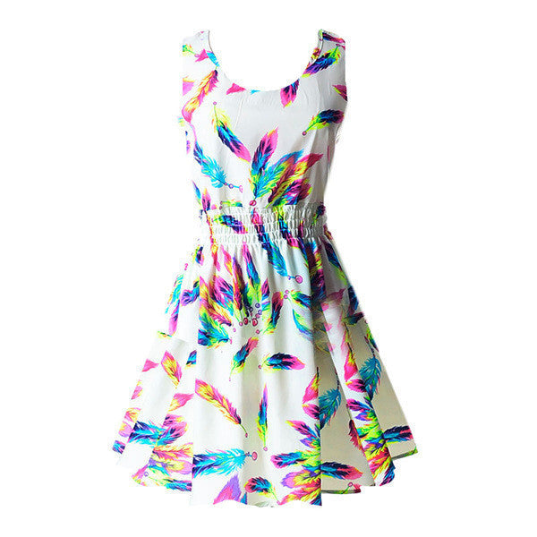 New Summer Women Tank Chiffon Beach Dress Sleeveless Sundress Floral Mini Dresses M L XL XXL 21 Colors - CelebritystyleFashion.com.au online clothing shop australia