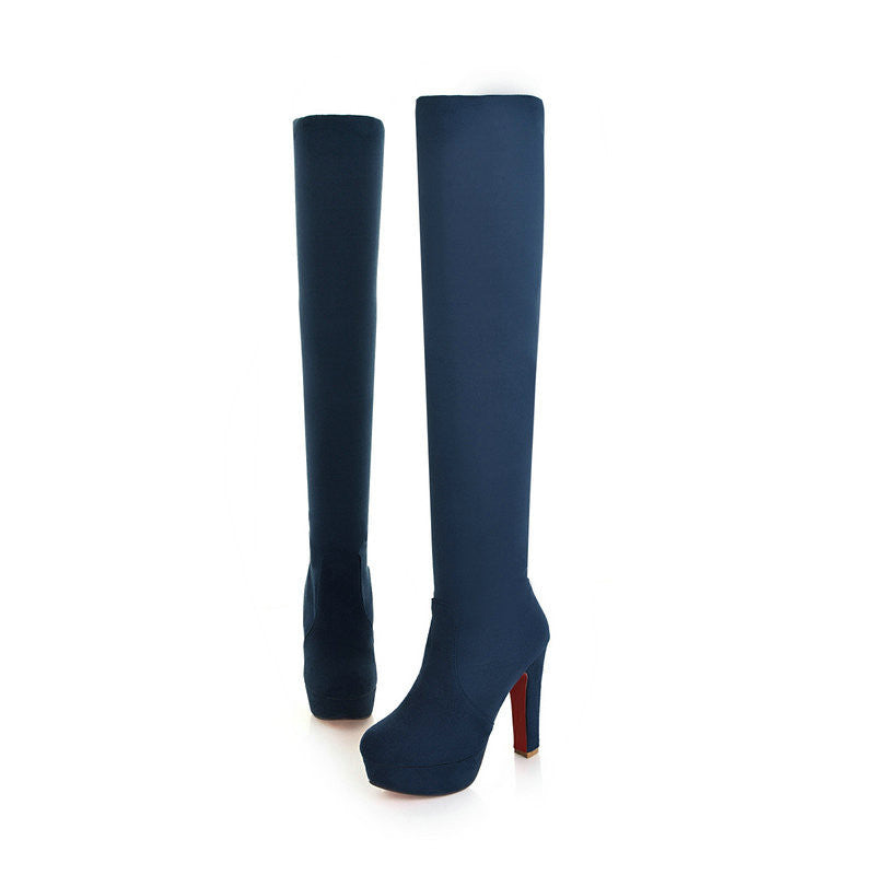 Women Suede Sexy Fashion Over the Knee Boots Sexy Thin High Heel Boots Platform Woman Shoes Black Blue size 34-43 - CelebritystyleFashion.com.au online clothing shop australia