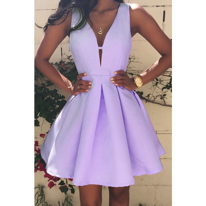 Summer Sexy Women Dress Deep V-Neck Backless Sleeveless Pink Dresses Club Evening Party Ladies A-line Mini Dress Plus size - CelebritystyleFashion.com.au online clothing shop australia