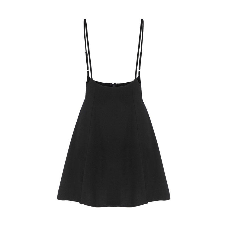 Women Fashion Black Skater Skirt with Shoulder Straps Pleated Hem Braces Skirt Saia Femininos Braces skirt - CelebritystyleFashion.com.au online clothing shop australia