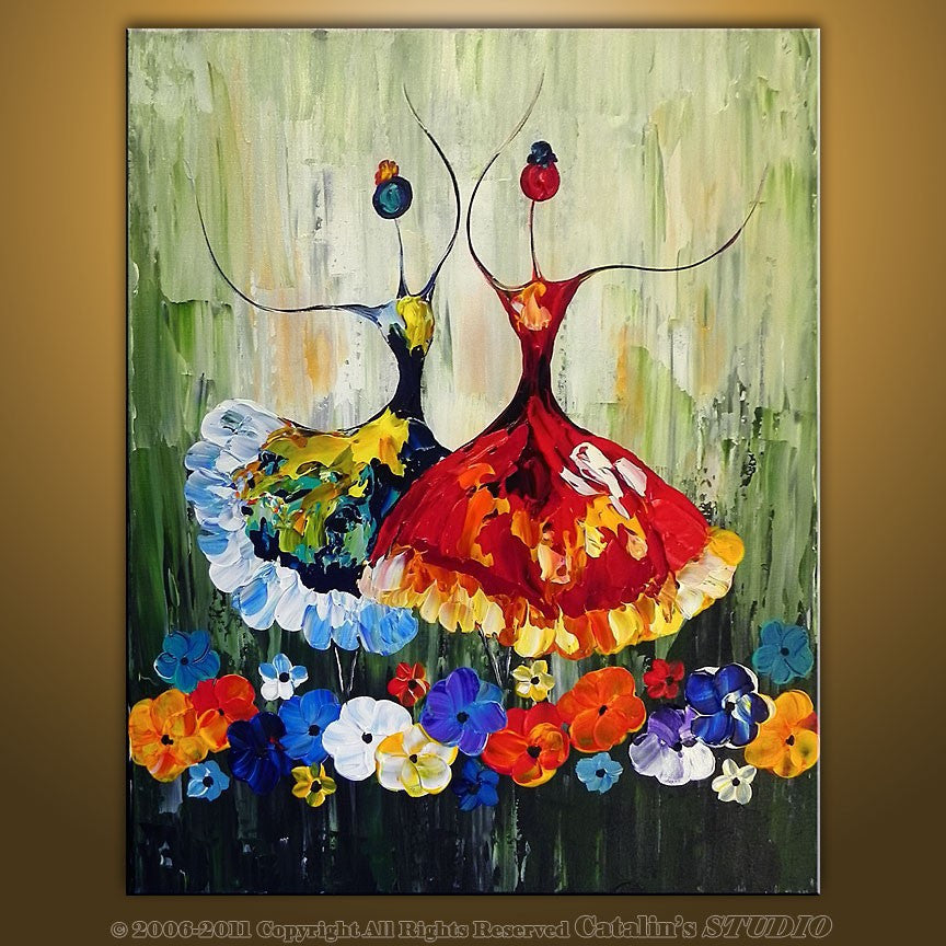 hand painted canvas oil paintings Unframed Ballet Abstract Art Painting ballet dancer oil painting kids room decor abstract oil painting-Dollar Bargains Online Shopping Australia
