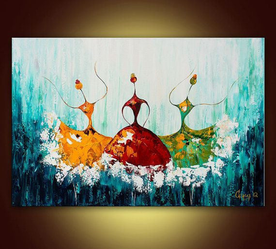 hand painted canvas oil paintings Unframed Ballet Abstract Art Painting ballet dancer oil painting kids room decor abstract oil painting-Dollar Bargains Online Shopping Australia