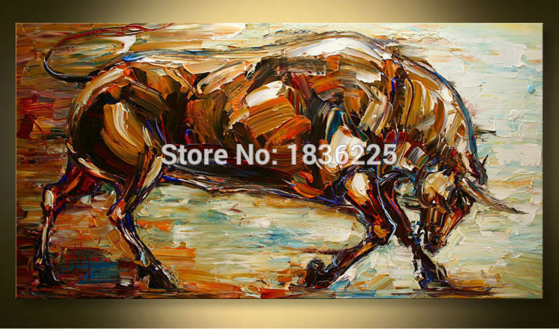 High Skills Artist 100%Hand-painted Abstract Bull Oil Painting On Canvas Handmade Bull Painting For Office Decoration Unframed-Dollar Bargains Online Shopping Australia
