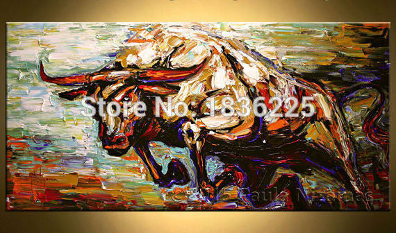 High Skills Artist 100%Hand-painted Abstract Bull Oil Painting On Canvas Handmade Bull Painting For Office Decoration Unframed-Dollar Bargains Online Shopping Australia