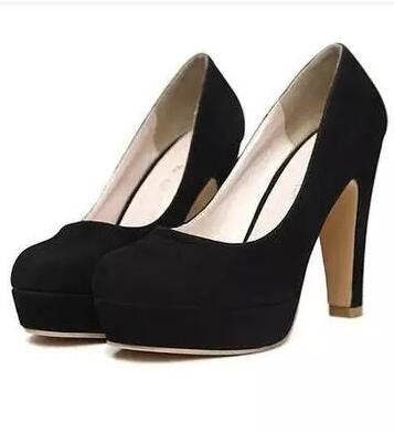 autumn Women's shoes Pumps Single shoes princess shoes round head thick with waterproof suede high heels - CelebritystyleFashion.com.au online clothing shop australia