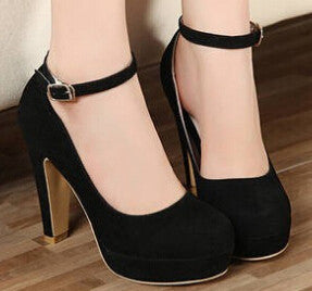 autumn Women's shoes Pumps Single shoes princess shoes round head thick with waterproof suede high heels - CelebritystyleFashion.com.au online clothing shop australia