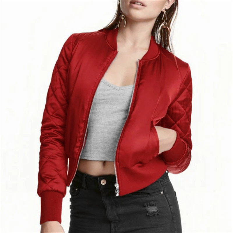 Fashion Womens Winter Warm V-Neck Quilted Zipper Coat Jacket Padded Bomber Fleece Short Outerwear Tops chaquetas 6 Colors - CelebritystyleFashion.com.au online clothing shop australia